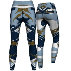 German Wear, Leggings Tights Dehnbar Für Sport Gymnastik Yoga Tanzen Training, Blau Camo
