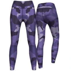 Leggings Tights Dehnbar Sport Gymnastik Training Yoga Tanzen, Lila Camo