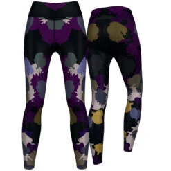 Tiefsee Camo Leggings Dehnbar Für Sport, Yoga, Gymnastik, Training, Tanzen & Freizeit Schwarz/lila