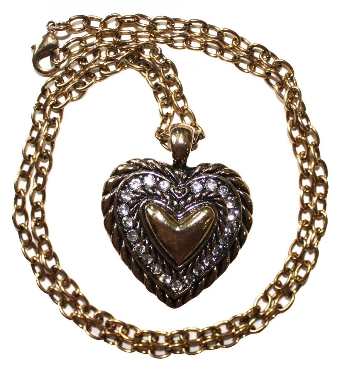 Trachtenkette Herzanhänger Straßsteine Metall Herz Tracht Kette Gold 1 Trachtenkette Herzanhänger Straßsteine Metall Herz Tracht Kette Gold