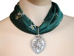 Schmuckkombi Trachtenschmuck Edelweiß-halstuch Trachtentuch+Anhänger