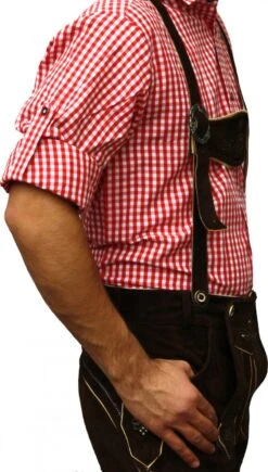 Trachtenhemd Rot Kariert 100% Baumwolle -Bekleidungsgeschäft 35 side
