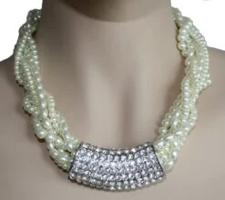 Trachtenkette Perlen Tuchhalter Strasssteinchen Metall Straß Tracht