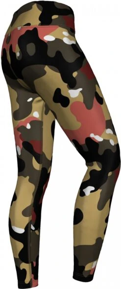 Leggings Tights Dehnbar Sport Yoga Gymnastik Training Yoga Freizeit, Camo Grün/Schwarz/Rot -Bekleidungsgeschäft 36 1976 GYM 8032