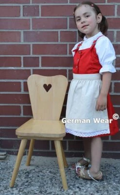 3-tlg Kinder Dirndl Mädchendirndl Dirndlbluse Dirndlschürze Kleid Rot/weiss