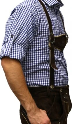 Trachtenhemd Trachtenmode Blau/karo 100% Baumwolle -Bekleidungsgeschäft 37 side