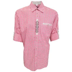 Trachtenhemd Für Lederhosen Mit Stickerei Mittelrot O69