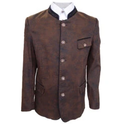 Herren Trachtenjacke Trachtenjanker Trachten Janker Dunkelbraun