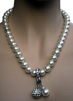 German Wear, Trachtenkette Imitat Perlen Charms Charm Weiß Perlmutt
