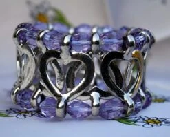 Trachtenarmband Armband Trachtenschmuck Lila Herzen