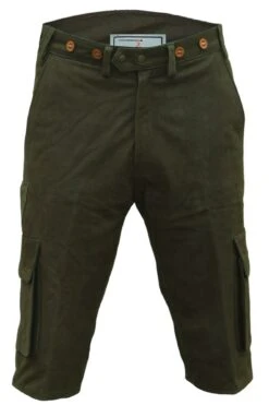 Kurze Jagd Cargo Lederhose Hose Kniehose Jägerhose Jagdgrün