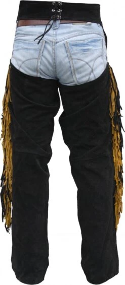 Chaps Fransenhose Reiter Cowboy Indianer Western Lederchaps Lederhose Schwarz -Bekleidungsgeschäft 493 back