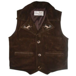 Trachten Lederweste Trachtenweste Tracht Weste Dunkelbraun