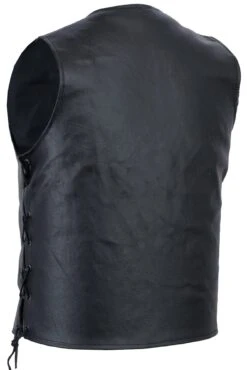 German Wear, Leder Motorrad Kutte Lederweste Bikerweste Motorradweste Weste Schnürung Schwarz -Bekleidungsgeschäft 601 100 601 GW683 Black