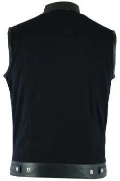 Motorradweste Kutte Denim Weste Mit Reißverschluss & Lederstreifen -Bekleidungsgeschäft 691 DENIM LEDER BACK 1 172108337 GW691 Denim Le 172108661 ATB 18039