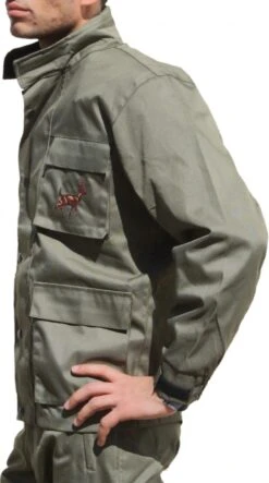 Jagdjacke Jacke Textilien In Jagdgrün Mit Hirsch Stickerei -Bekleidungsgeschäft 711 side