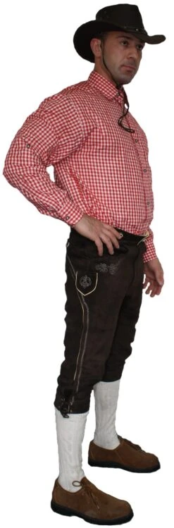 Trachten Lederhose Knielederhose Rindsvelour Dunkelbraun -Bekleidungsgeschäft 726 Lederhose3 600