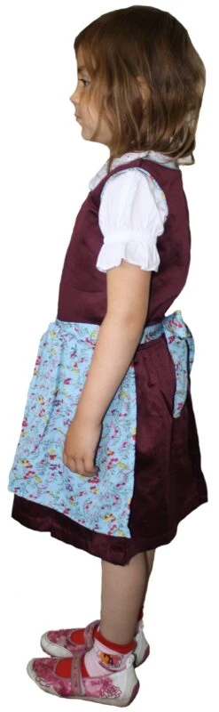 3-tlg Kinder Dirndl Mädchendirndl Dirndlbluse Dirndlschürze Kleid Bordeaux/Blau -Bekleidungsgeschäft 732 3tlg dirndl violett3 600
