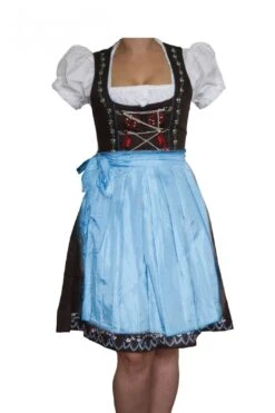3-teiler Midi-Dirndl-Set Dirndel Dirndlbluse Dirndlschürze Türkisblau