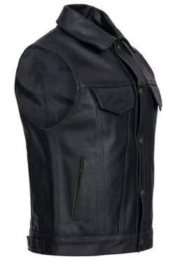 Lederweste Lederhemd Motorrad Kutte Bikerweste Motorradweste Weste Schwarz -Bekleidungsgeschäft 831 1 1 831 GW685 Black