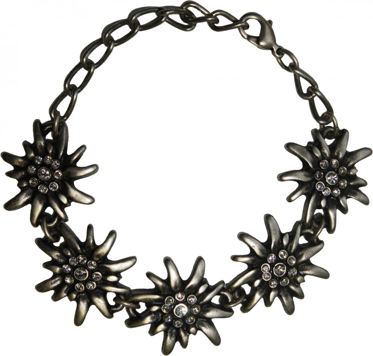 German Wear, Trachtenarmband Metall Armband Trachtenschmuck Edelweiß Strass 1 German Wear, Trachtenarmband Metall Armband Trachtenschmuck Edelweiß Strass