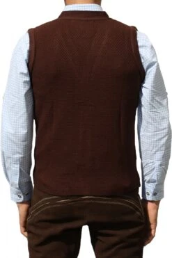 German Wear, Trachten Strickweste Wollweste Trachtenweste Tracht Weste Braun -Bekleidungsgeschäft 919 back