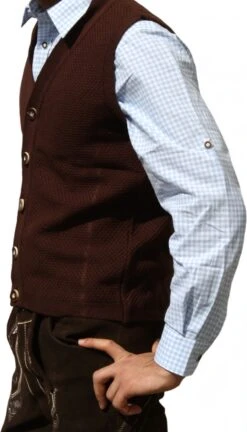 German Wear, Trachten Strickweste Wollweste Trachtenweste Tracht Weste Braun -Bekleidungsgeschäft 919 side