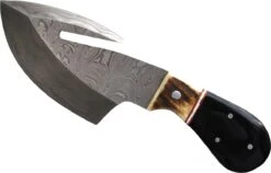 Jagdmesser Häutungsmesser Handgeschmiedet Hirschhorn Messer Horngriff Damaszener Stahl