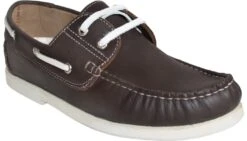 Bootsschuhe Halbschuhe Segelschuhe Aus Echtem Rindsleder Schuhe Braun/weiß