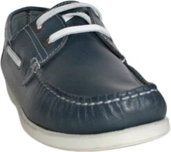 Bootsschuhe Halbschuhe Aus Rindsleder Segelschuhe Schuhe Blau/weiß -Bekleidungsgeschäft 968 BOAT 001 Blau 4