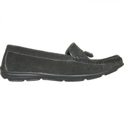 German Wear, Damen Halbschuhe Mokassins Schuhe Wildleder Velour Echtleder Schwarz -Bekleidungsgeschäft 977 TREND DSH002 schwarz 1