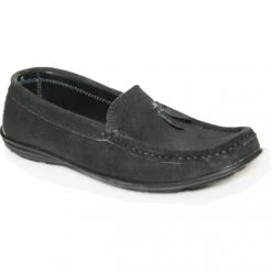 German Wear, Damen Halbschuhe Mokassins Schuhe Wildleder Velour Echtleder Schwarz -Bekleidungsgeschäft 977 TREND DSH002 schwarz 2