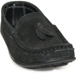 German Wear, Damen Halbschuhe Mokassins Schuhe Wildleder Velour Echtleder Schwarz -Bekleidungsgeschäft 977 TREND DSH002 schwarz 4