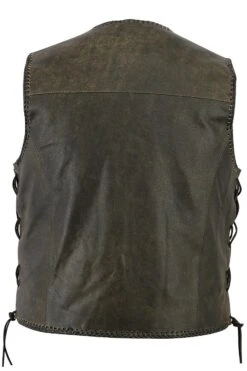 Motorradweste Motorrad Lederkutte Karabiner Weste Lederweste Cracker Bikerweste Braun -Bekleidungsgeschäft CRACKER BACK 1 172108050 GW688 Black