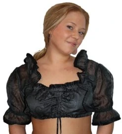 Dirndlbluse Trachtenbluse Bluse Transparent Dirndl Schwarz