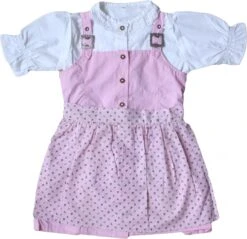 3-tlg Kinder Dirndl Mädchendirndl Dirndlbluse Dirndlschürze Kleid Rosa