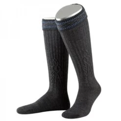 Kniestrumpf Exklusivem Handstrickzopf Rippmuster Zweifarbigem Umschlag