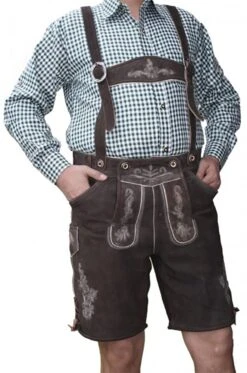 Kurze Trachten Lederhose Wildbock Ziegenleder Mit Hosenträger Braun