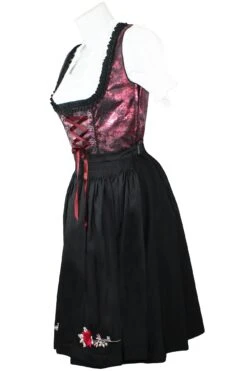 1-teiliges Midi-Dirndl Landhaus Kleid Dirndel Ohne Bluse Schwarz/weinrot -Bekleidungsgeschäft IMG 4506 1708 OD3 Schwarz Weinrot