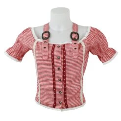 Dirndlbluse Trachtenbluse Trachtenmode In Rot Kariert