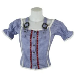 Dirndlbluse Trachtenbluse Trachtenmode In Blau Kariert