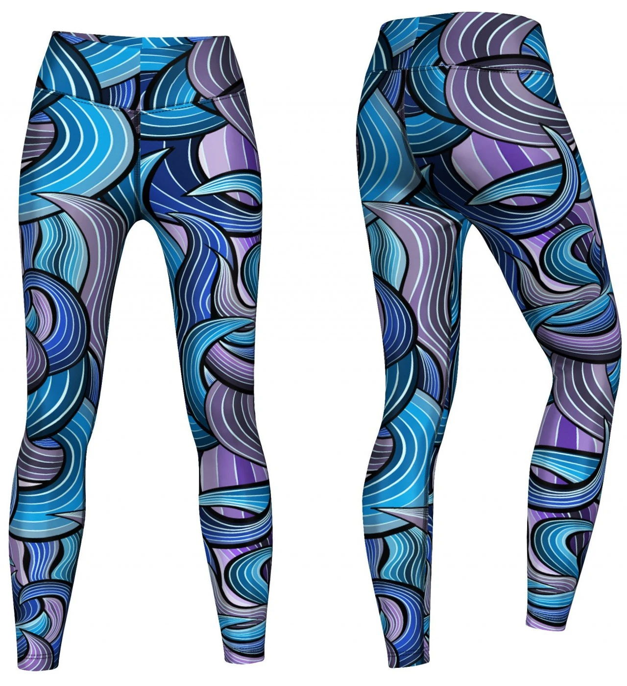 Maze Leggings Sehr Dehnbar Für Sport,Yoga, Gymnastik, Training & Fashion Lila/Blau 3 Maze Leggings Sehr Dehnbar Für Sport,Yoga, Gymnastik, Training & Fashion Lila/Blau – Bild 3