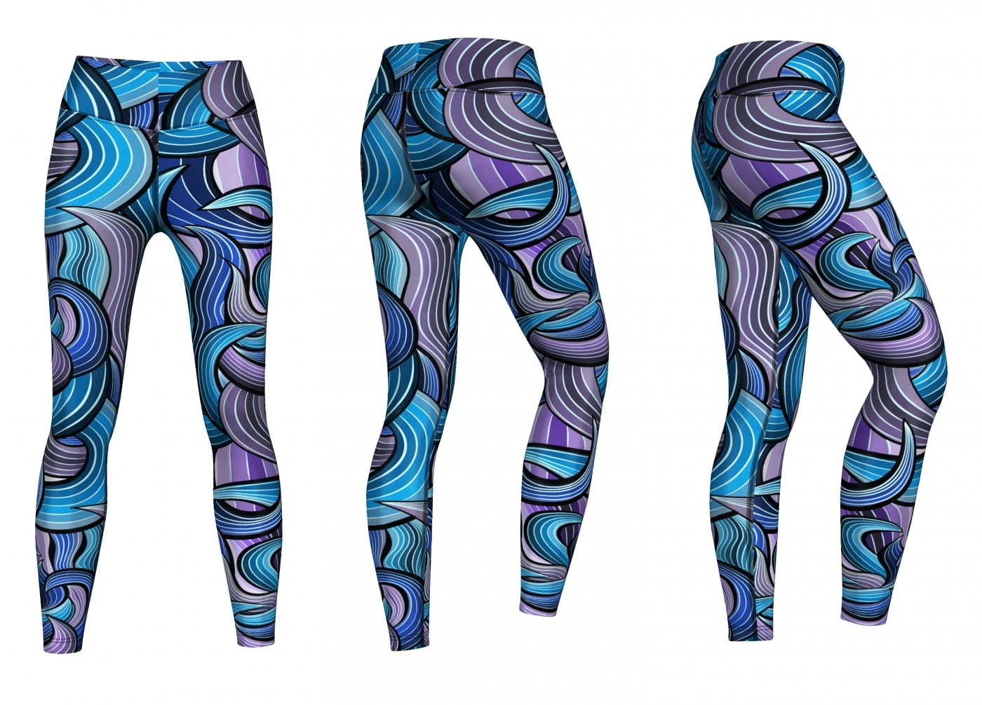 Maze Leggings Sehr Dehnbar Für Sport,Yoga, Gymnastik, Training & Fashion Lila/Blau 4 Maze Leggings Sehr Dehnbar Für Sport,Yoga, Gymnastik, Training & Fashion Lila/Blau – Bild 4