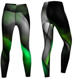 Glow Leggings Sehr Dehnbar Für Sport,Yoga, Gymnastik, Training, & Freizeit Schwarz/grün -Bekleidungsgeschäft ME 8020 2a 1900 GYM 8020