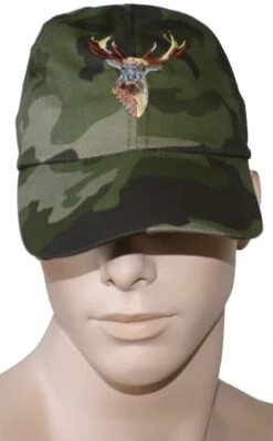 Jagdmütze Jägermütze Hunting Cap Aus Textilien Hirsch Bestickt Tarnung