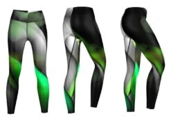 Glow Leggings Sehr Dehnbar Für Sport,Yoga, Gymnastik, Training, & Freizeit Schwarz/grün -Bekleidungsgeschäft green 3 1900 GYM 8020