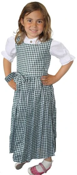Mädchen Kinder Dirndl Mädchendirndl Kleid Grün/Weiß Kariert