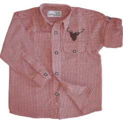 Karo Trachtenhemd Rot Blau Karriert Mit Hirsch Stickerei